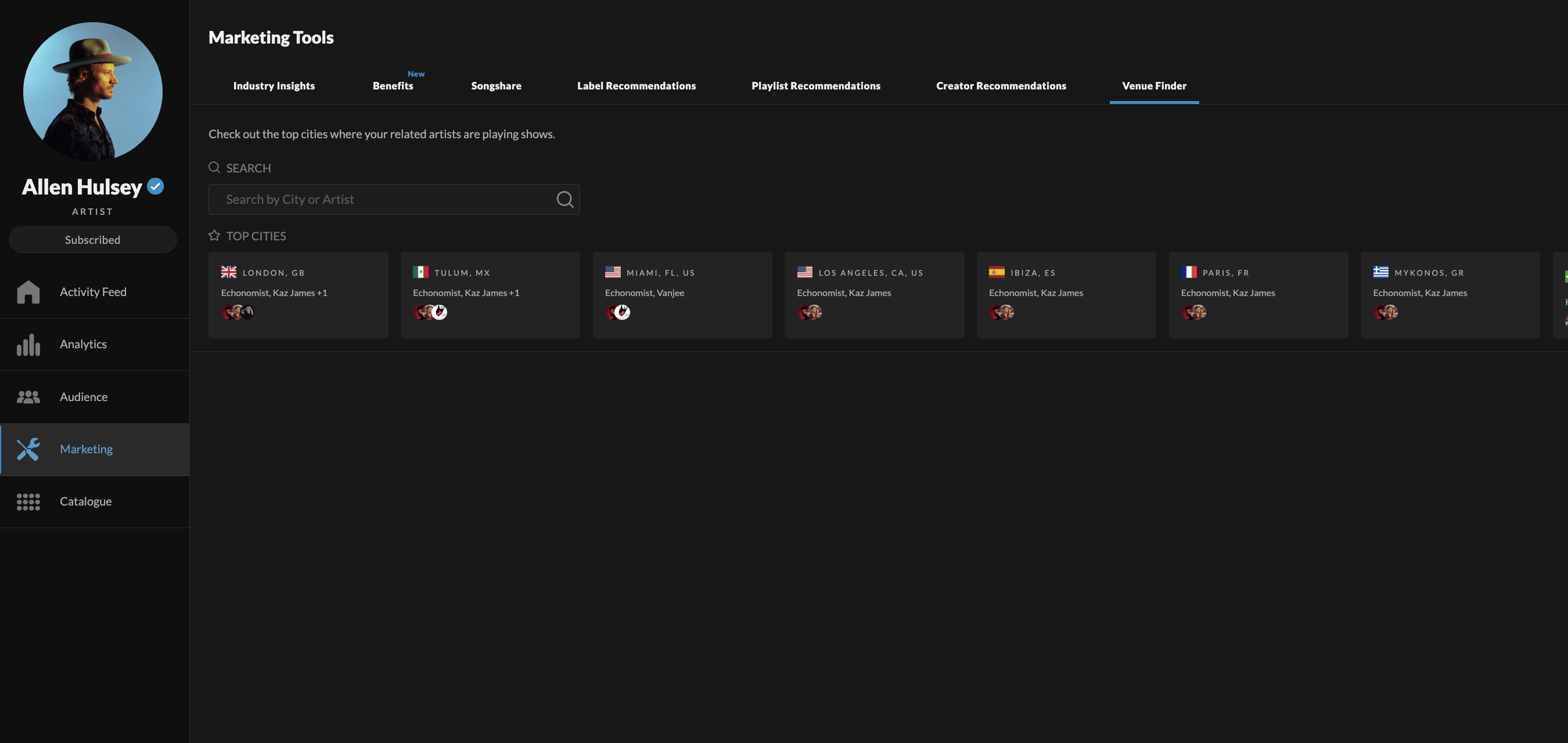 Songstats Venue Finder Tool